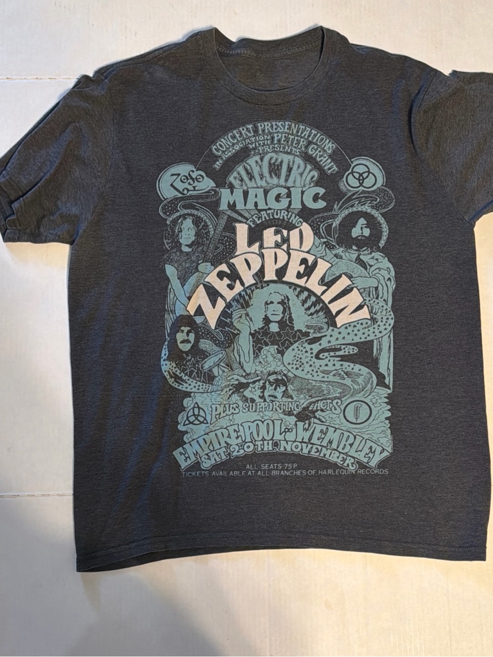 Led Zeppelin Electric Magic Band Graphic T-Shirt No Tag Large Vintage Style